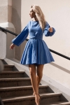 Mėlyna lininė wrap-over suknelė „Lille“