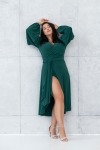 Smaragdinė tampri wrap-over suknelė „Lille“