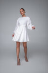 Pieno baltumo lininė wrap-over suknelė „Lille“