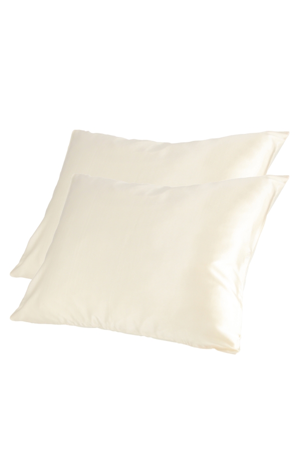 Pieno baltumo šilkinių pagalvių užvalkalų rinkinys